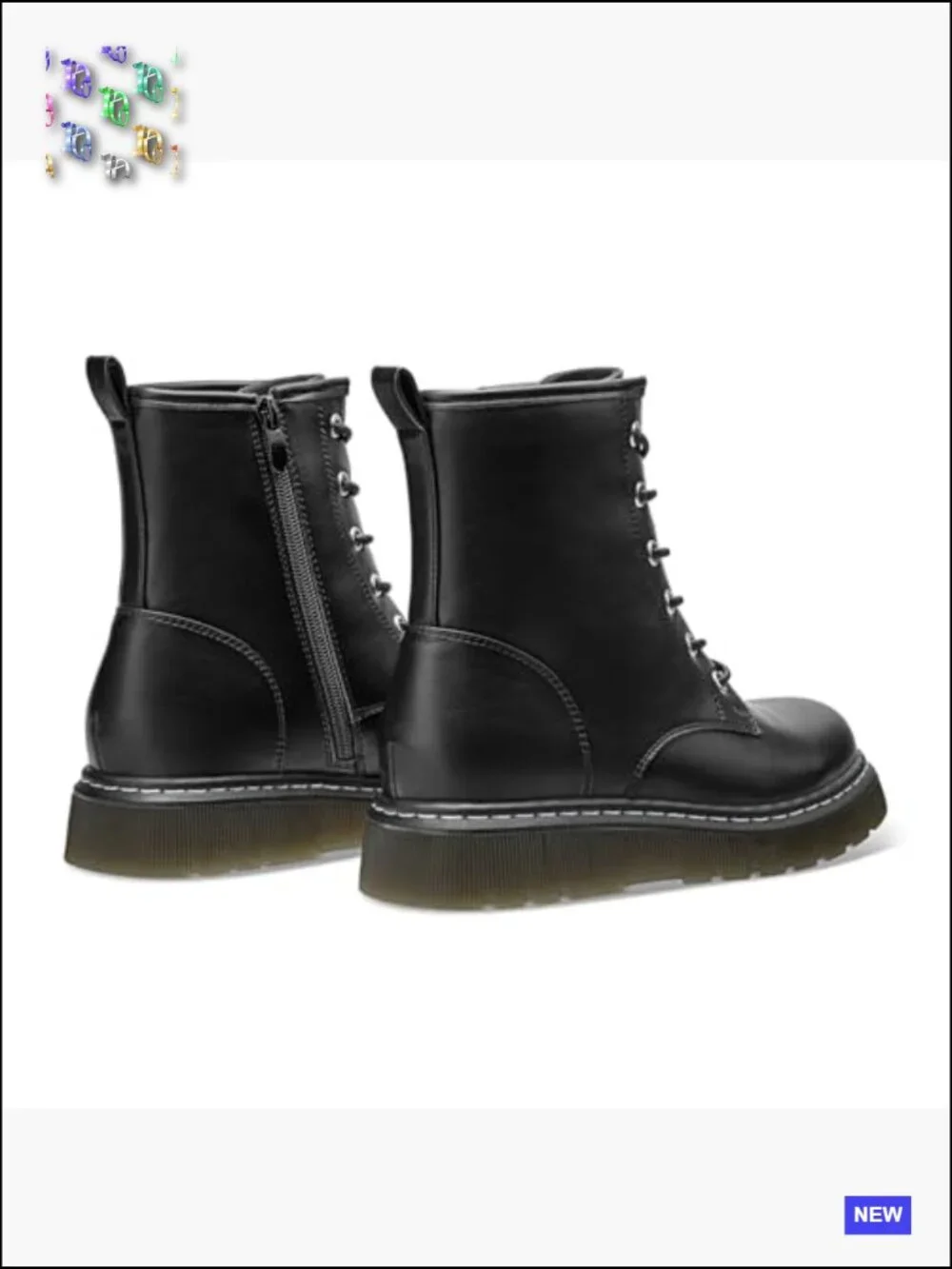 Lace-Up Combat Boots Lug Sole Ankle Booties Side Zipper Womens Flat Platform